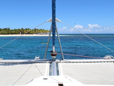Bellavanetures catamaran back of boat