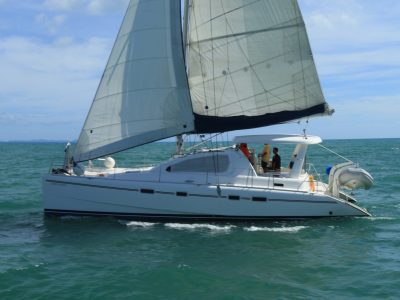 Bellaventuras catamaran on the water