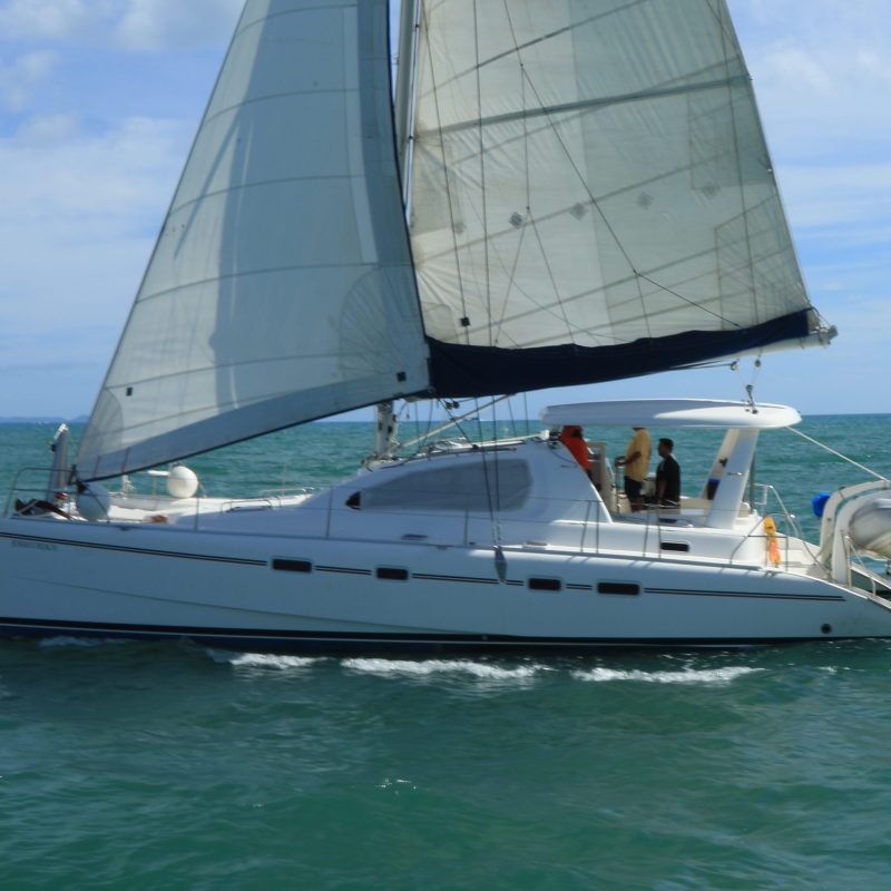 Bellaventuras catamaran on the water