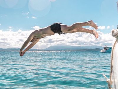 a person swimming in the water