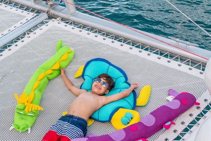 a girl in a pool of water